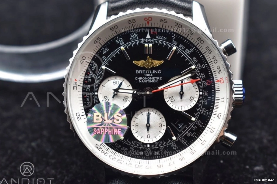 916 SS 1 BLS Edition 1:1 Black Navitimer A on 43mm Best Bracelet Popular Dial Leather 0118